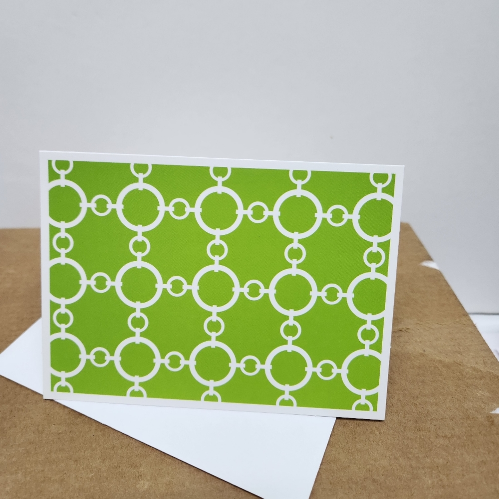 Green Geo Blank Note Cards